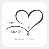 Autocollant carré personnalisé Création de mariage (Devant)