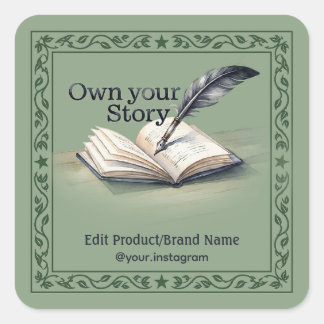 Autocollant carré pour enveloppe Quill Book Own Yo
