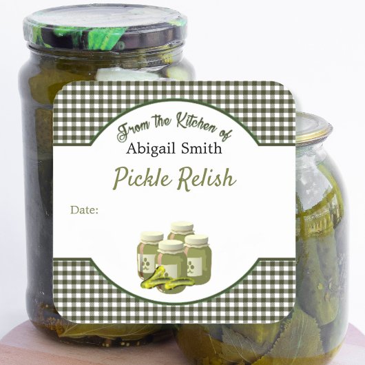 Autocollant carré pour pickles et relish en conser