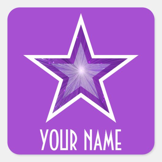 Autocollant carré Purple Star 'Your Name' (Devant)