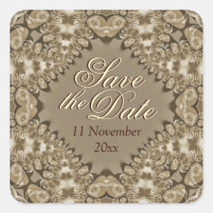 Autocollant carré Save the Date à dentelle de Terr