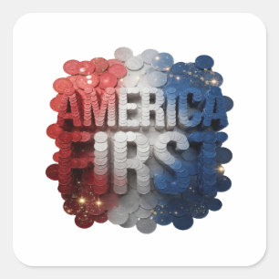 Autocollant carré Sharp Silver AMERICA FIRST