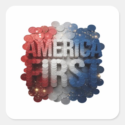 Autocollant carré Sharp Silver AMERICA FIRST (Devant)