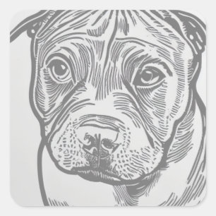 Autocollant carré Staffordshire Bull Terrier