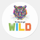 Autocollant carré tigre sauvage (Devant)