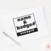 autocollant carré transparent "NOM & BADGE#" (Enveloppe)