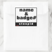 autocollant carré transparent "NOM & BADGE#" (Sac)