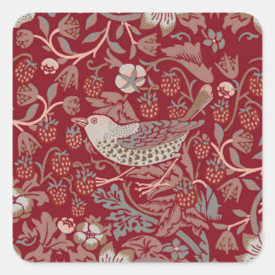 Autocollant carré William Morris Strawberry Thief