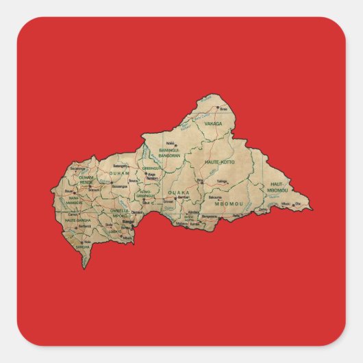 Autocollant carte de Centrafrique (Devant)