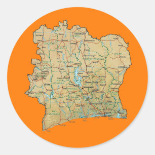 Autocollant carte de Côte d'Ivoire