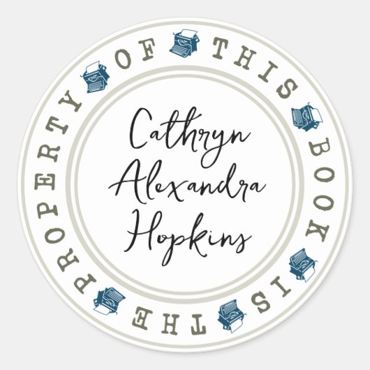 Autocollant « Ce livre est la propriété de » modèl (Devant)