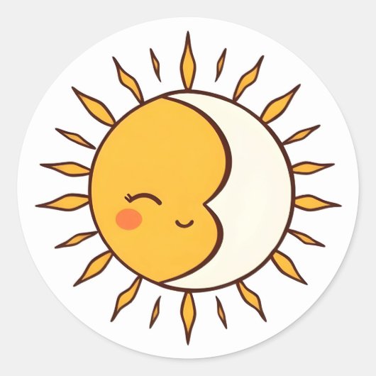 Autocollant céleste Kawaii Soleil et Lune mignon (Devant)