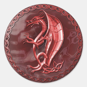 Autocollant celtique rouge de dragon