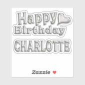 Autocollant Charlotte Joyeux Anniversaire argent (Feuille)