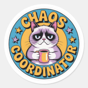 Autocollant Chat Coordinateur du Chaos - Café Grin