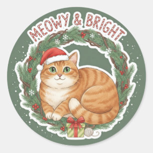 Autocollant Chat de Noël - Drôle de Chaton au Chap