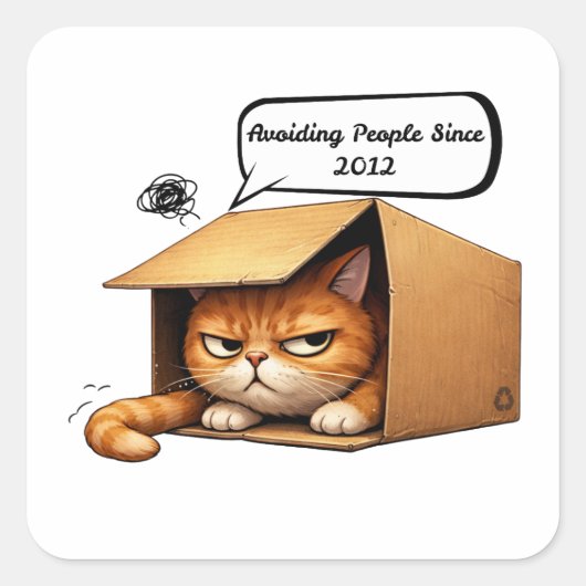 Autocollant Chat évitant les gens depuis 2012 (Devant)