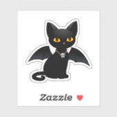 Autocollant Chat Noir Vampire d'Halloween avec des (Feuille)