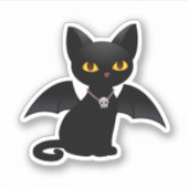 Autocollant Chat Noir Vampire d'Halloween avec des (Devant)