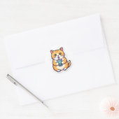 Autocollant Chat Orange Buvant du Jus Drôle Chat M (Enveloppe)