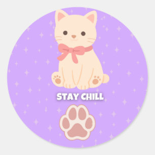Autocollant Chat Pastel Mignon Reste Calme