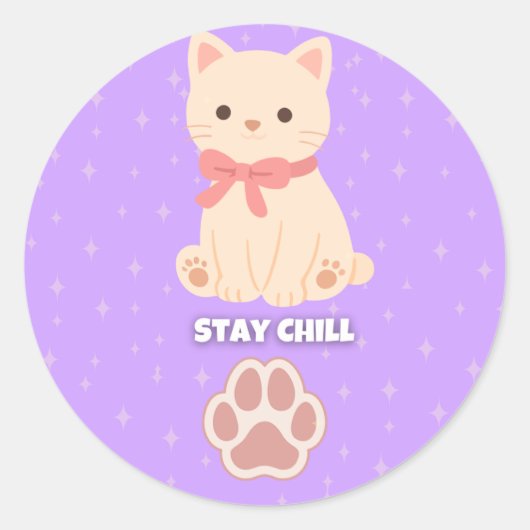Autocollant Chat Pastel Mignon Reste Calme (Devant)