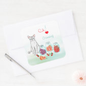 Autocollant Chat royal avec fruits en conserve dan (Enveloppe)