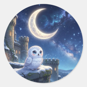 Autocollant Château de la Lune de la Chouette Blan