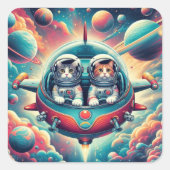 Autocollant chats dans l'espace ! (Devant)