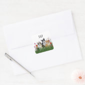 Autocollant Chats Mignons Monogramme (Enveloppe)