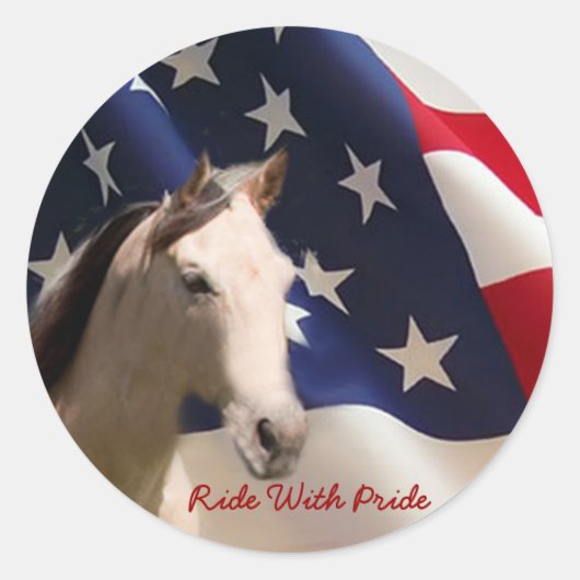 Autocollant Cheval Drapeau américain (Devant)