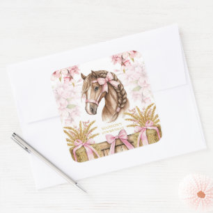 Autocollant Cheval Personnalisé – Rose Pâle