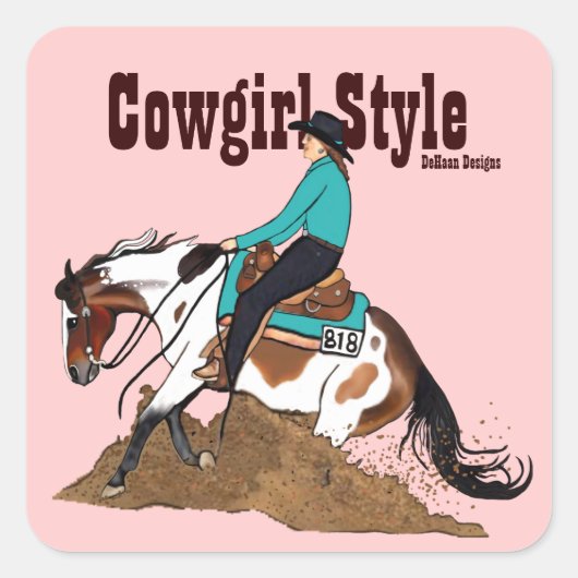 Autocollant Cheval style cowgirl (Devant)