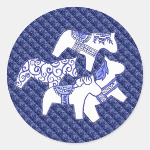 Autocollant Chevaux bleu et blanc