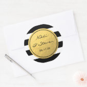 Autocollant Chic Noir & Blanc Rayé avec Feuille d' (Enveloppe)