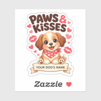 Autocollant Chien Personnalisé Bisous et Pattes