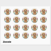 Autocollant Chien Retriever Doré Mignon (Feuille)
