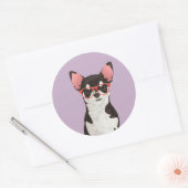 Autocollant Chihuahua noir et blanc Hipster (Enveloppe)