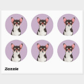 Autocollant Chihuahua noir et blanc Hipster (Feuille)