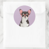Autocollant Chihuahua noir et blanc Hipster (Sac)