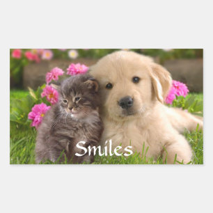 Autocollant chiot Retriever doré Smiles & chaton