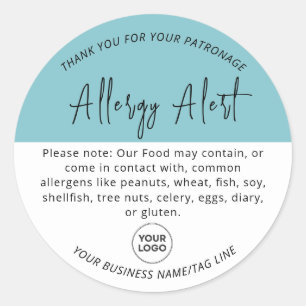 Autocollant circulaire d'alerte d'allergie bleue