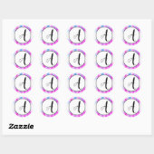 Autocollant circulaire - Initiale enneigée colorée (Feuille)