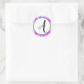 Autocollant circulaire - Initiale enneigée colorée (Sac)