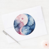 Autocollant circulaire Pastel Aquarelle Yin Yang (Enveloppe)