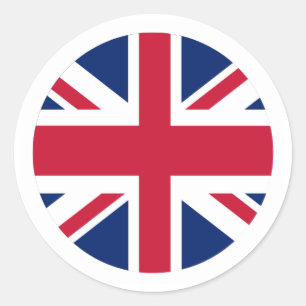 Autocollant circulaire Union Jack avec bordure bla