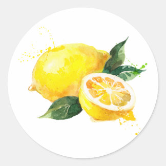 Autocollant citron aquarelle