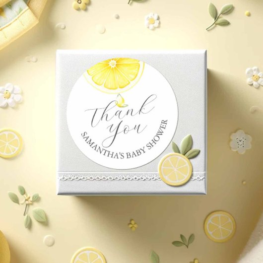 Autocollant citrons baby shower aquarelle