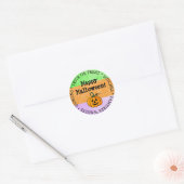 Autocollant Citrouille Halloween violet, vert, ora (Enveloppe)