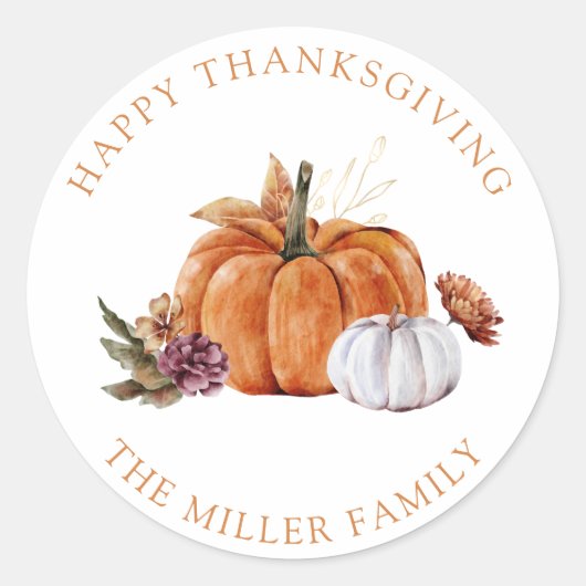 Autocollant Citrouille Joyeux Thanksgiving (Devant)